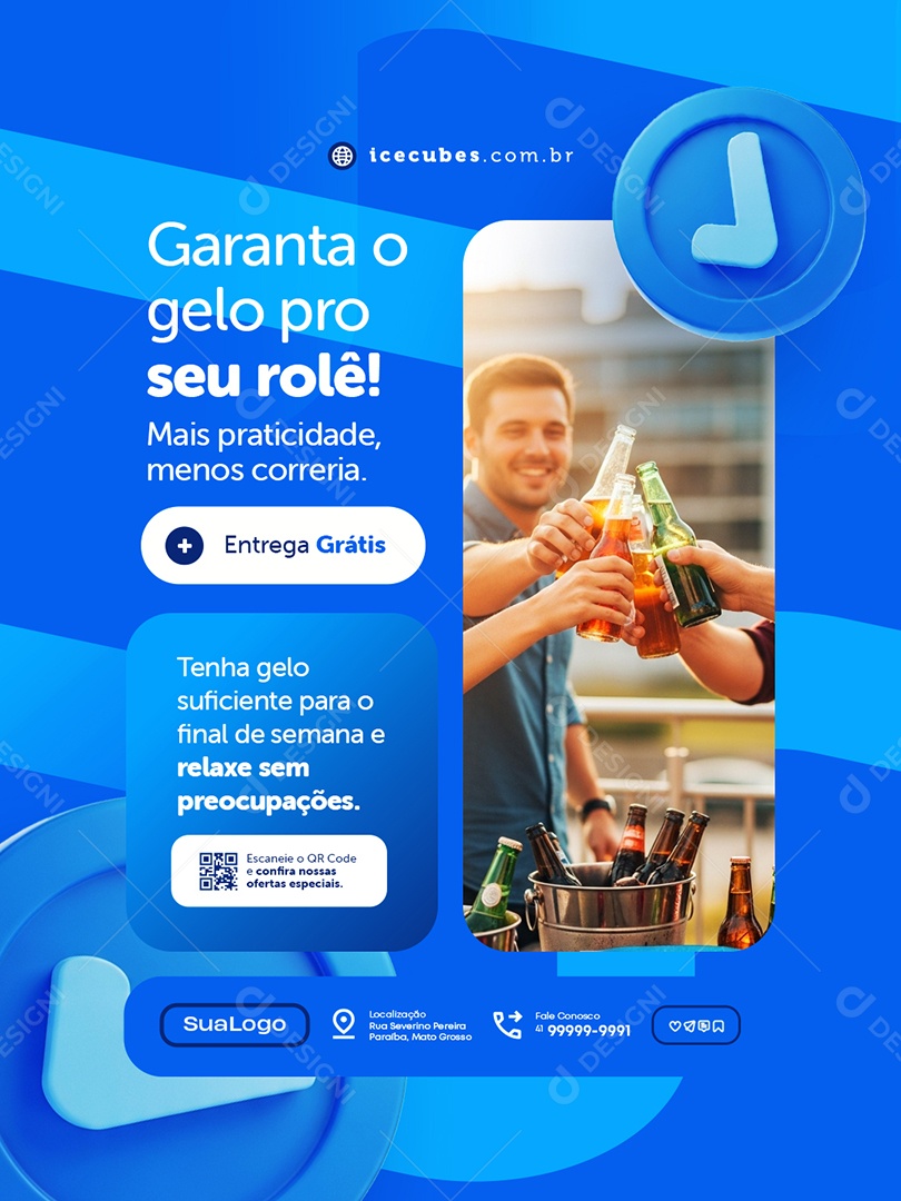 Loja de Gelo Garanta o Gelo pro Seu Rolê Social Media PSD Editável