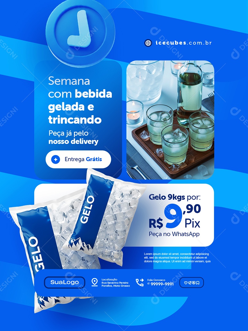 Loja de Gelo Semana com Bebida Gelada e Trincando Social Media PSD Editável