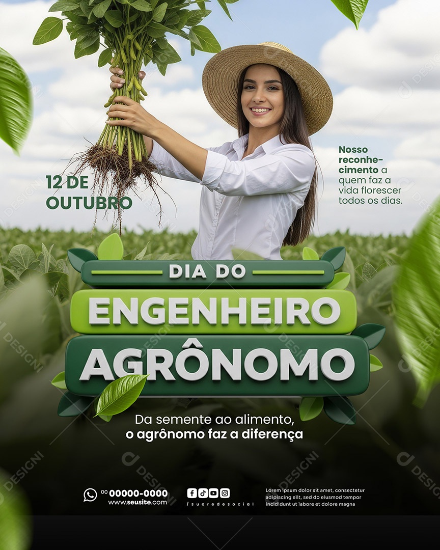 Dia do Engenheiro Agrônomo 12 de Outubro Social Media PSD Editável
