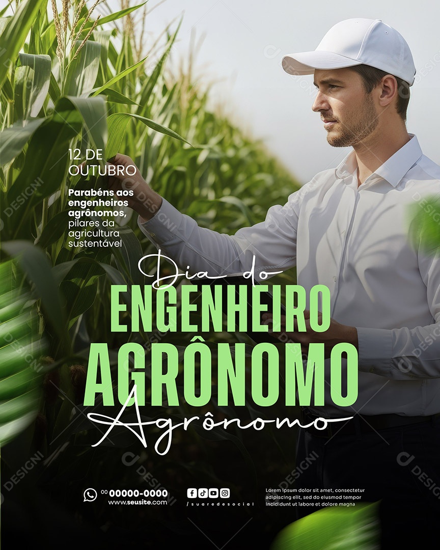 Dia do Engenheiro Agrônomo 12 de Outubro Social Media PSD Editável