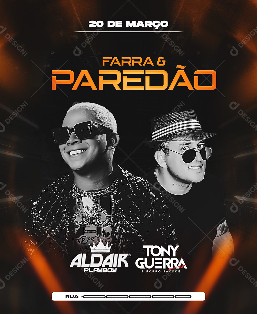 Flyer Evento Farra e Paredão PSD Editável