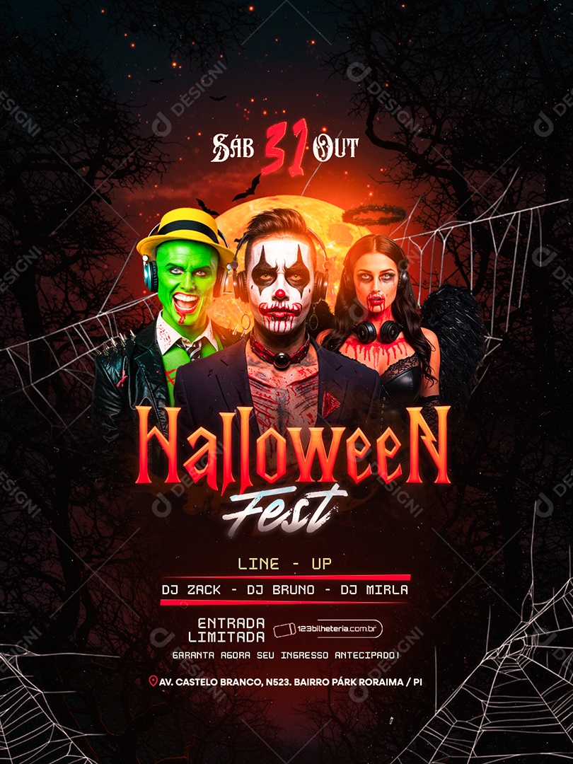 Flyer Próximos Shows Halloween Fest Social Media PSD Editável
