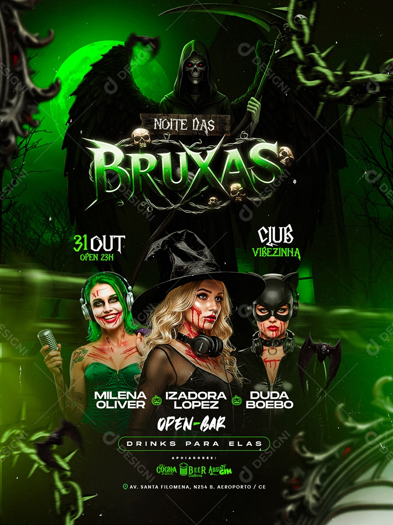 Flyer Próximos Shows Noite das Bruxas Social Media PSD Editável