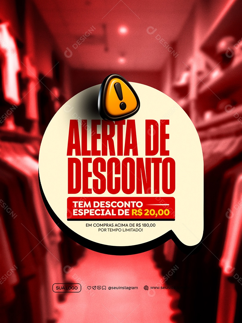 Alerta de Desconto Social Media PSD Editável