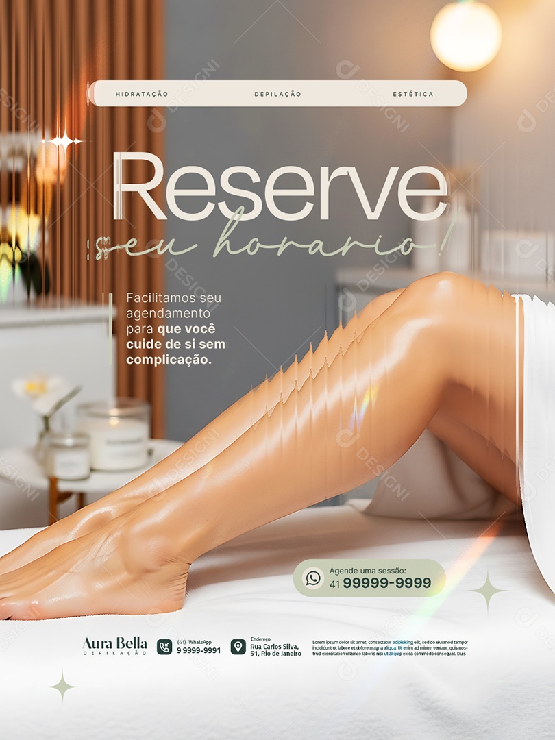 Clínica de Depilação Reserve seu Horário Social Media PSD Editável