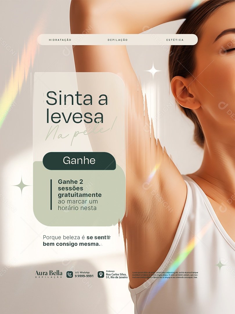 Clínica de Depilação Sinta a Levesa na Pele Social Media PSD Editável