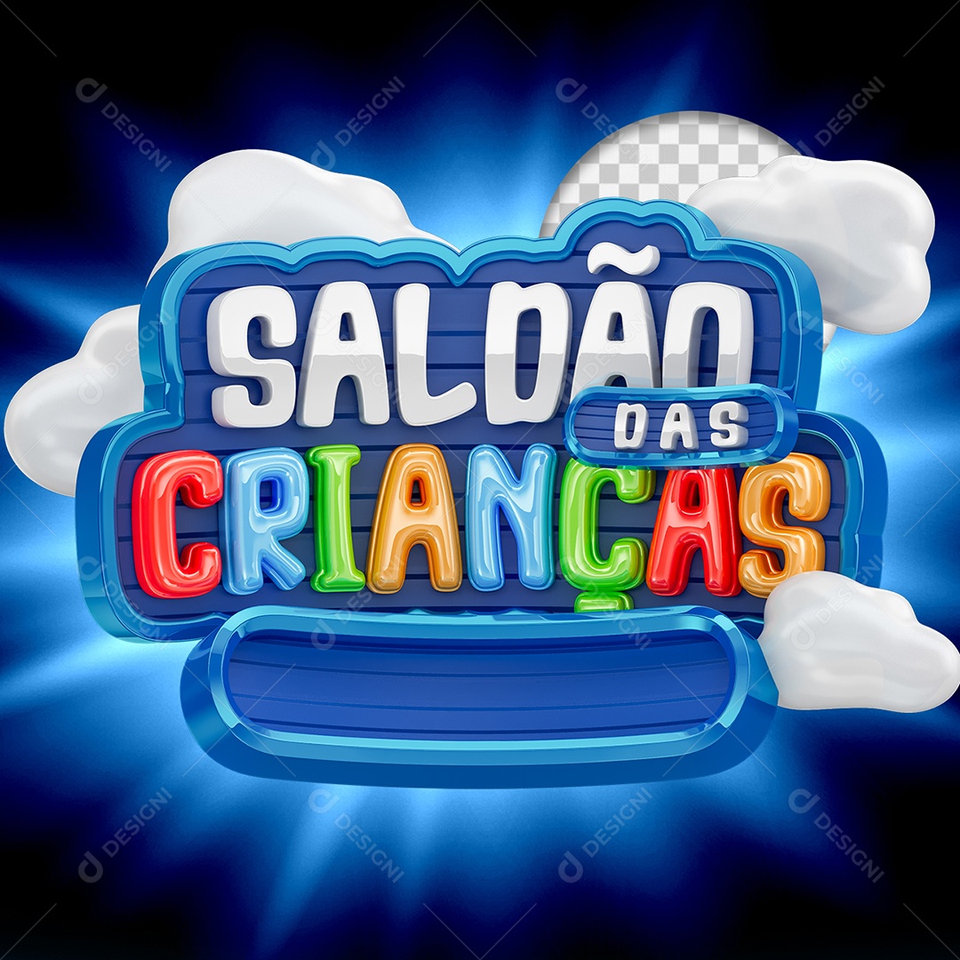 Saldão das Crianças Selo 3D para Composição PSD