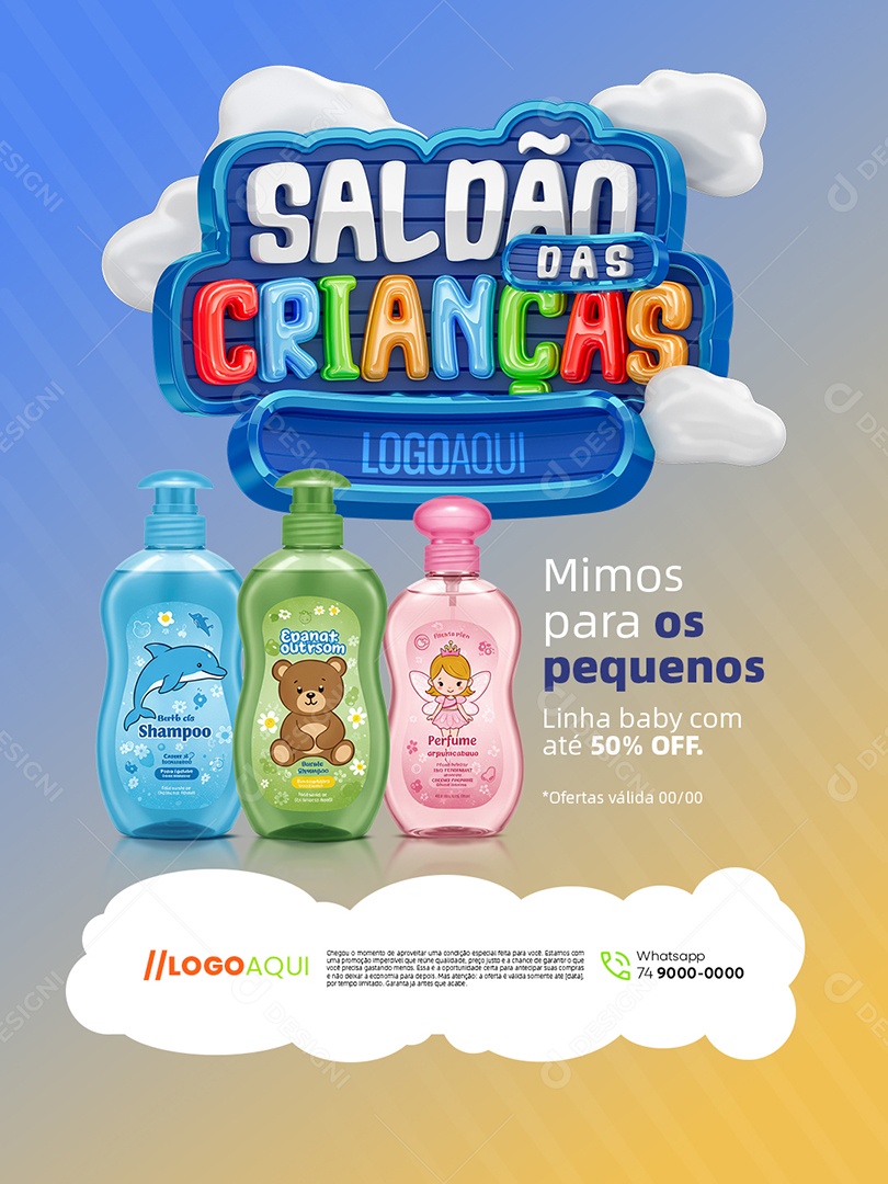 Saldão das Crianças Farmácia Mimos para os Pequenos Social Media PSD Editável