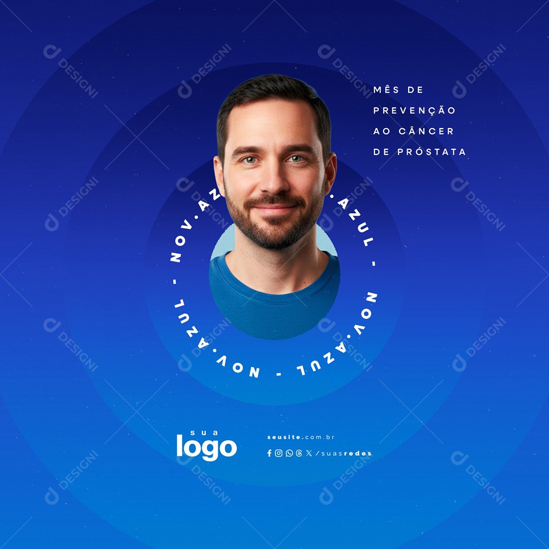 Novembro Azul Mês de Prevenção ao Câncer de Próstata Social Media PSD Editável