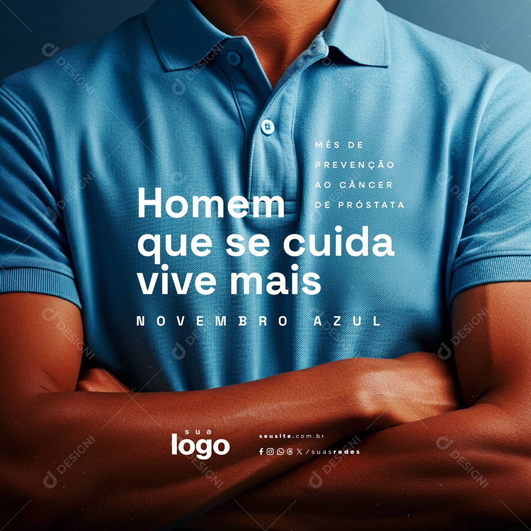 Novembro Azul Mês de Prevenção ao Câncer de Próstata Social Media PSD Editável