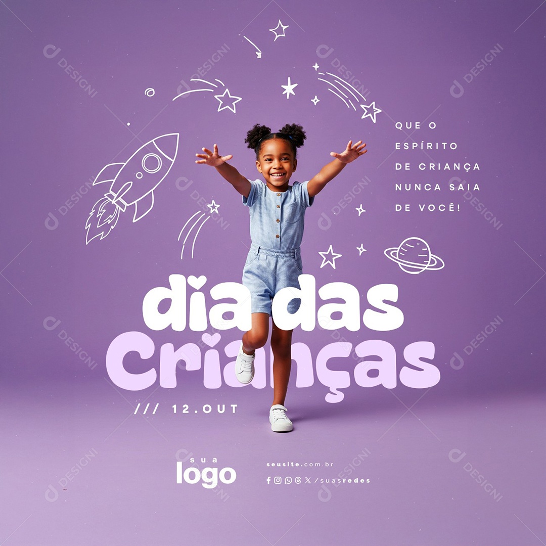 Dia das Crianças 12 de Outubro Que o Espírito Social Media PSD Editável