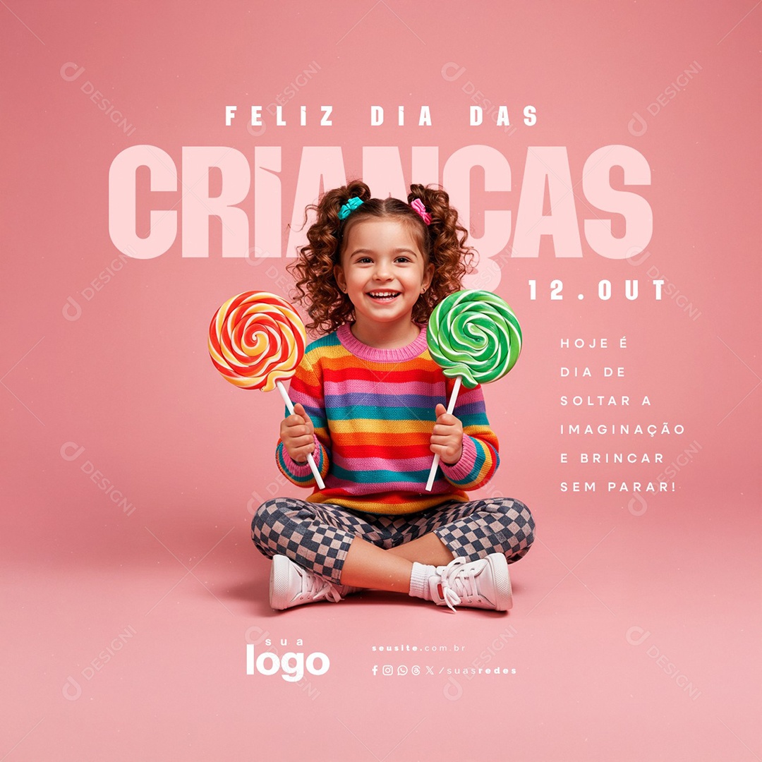 Feliz Dia das Crianças 12 de Outubro Hoje é Dia de Soltar Social Media PSD Editável