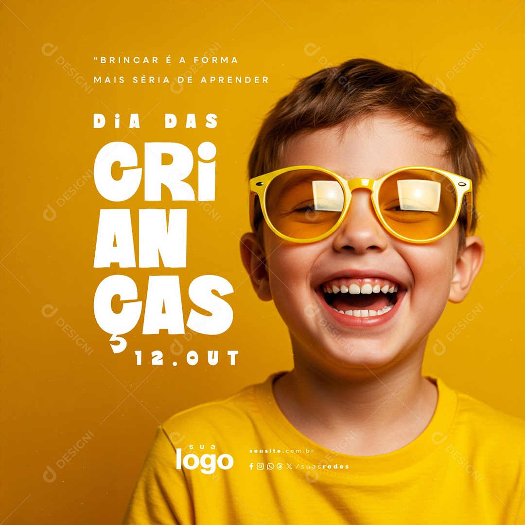 Dia das Crianças 12 de Outubro Brincar é a Forma Social Media PSD Editável