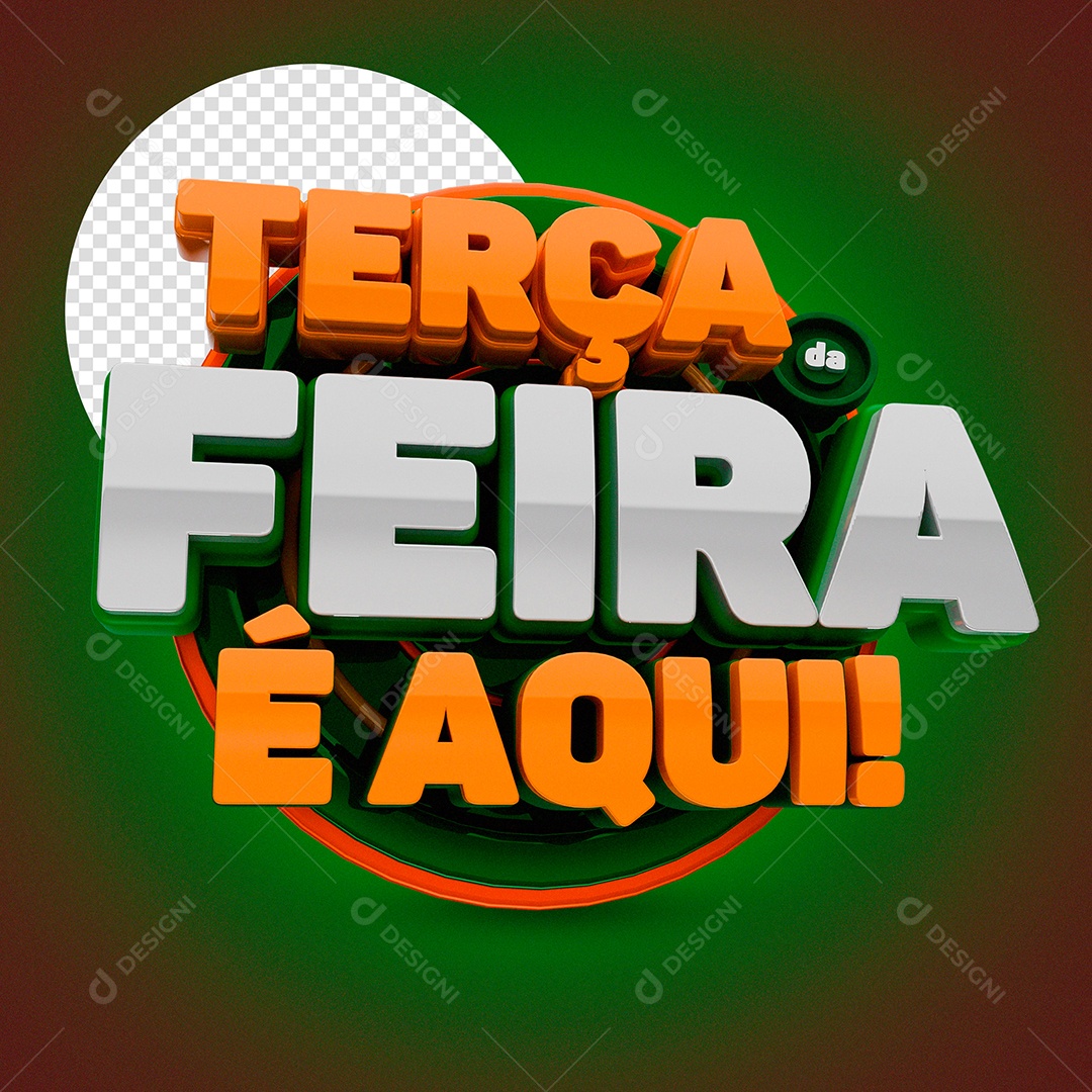 Selo 3D Terça Feira é Aqui para Composição PSD