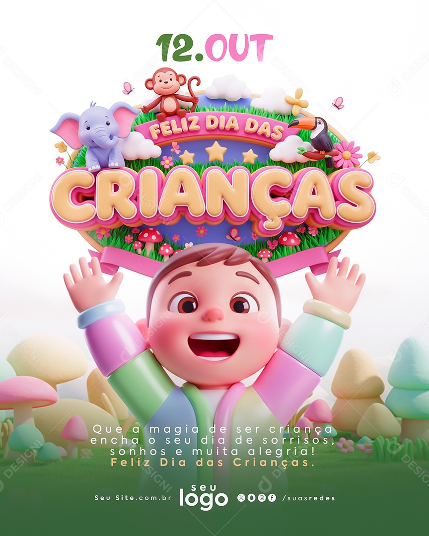 Feliz Dia das Crianças 12 de Outubro Social Media PSD Editável