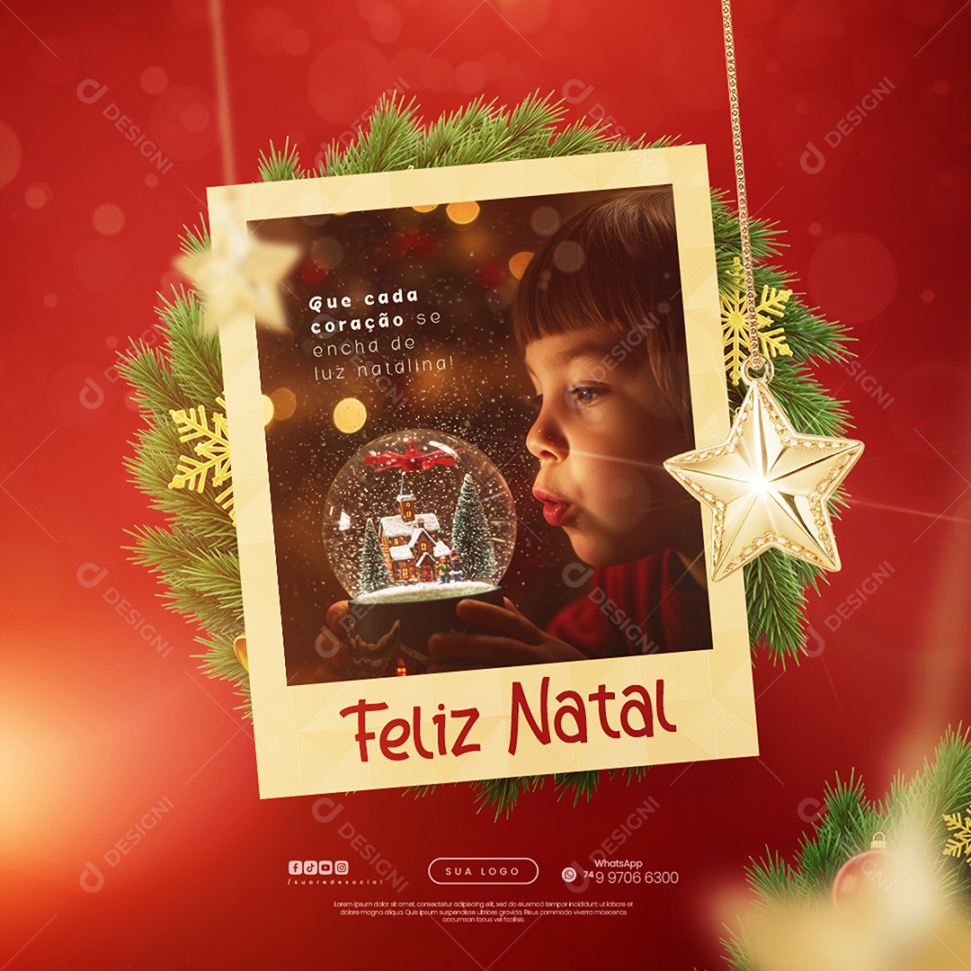 Feliz Natal 25 de Dezembro Social Media PSD Editável