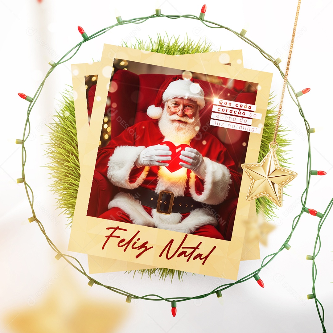 Feliz Natal 25 de Dezembro Que Cada Coração se Encha de Luz Natalina Social Media PSD Editável
