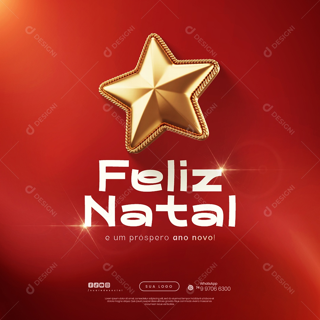 Feliz Natal 25 de Dezembro Social Media PSD Editável