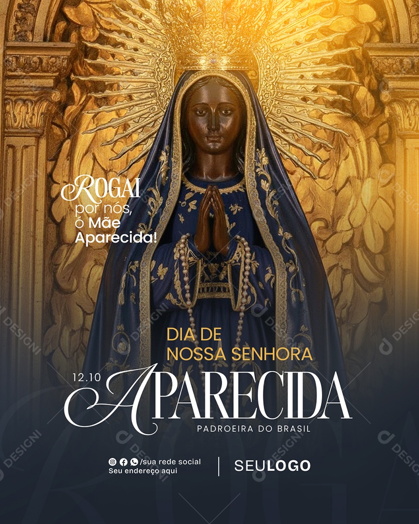 Feliz Dia de Nossa Senhora Aparecida 12 de Outubro Social Media PSD Editável
