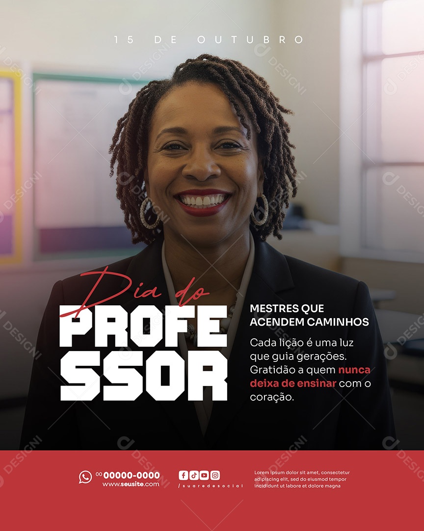 Dia do Professor 15 de Outubro Social Media PSD Editável