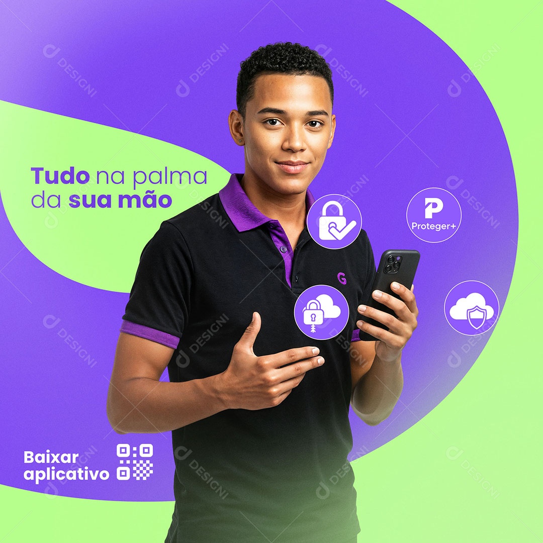 Campanha Proteger Seguro com a sua Cara PSD Editável