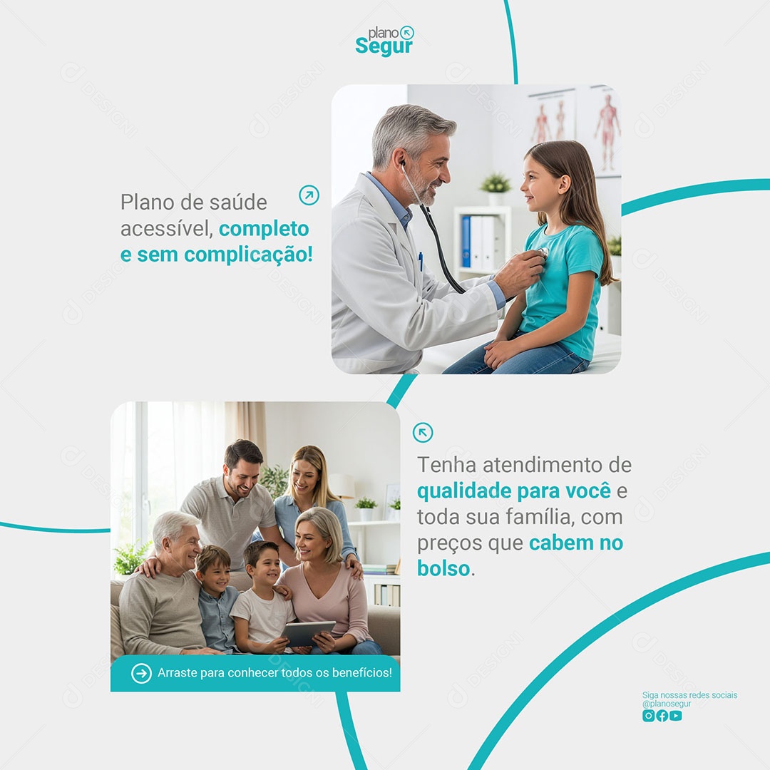 Plano de Saúde Seguro Social Media PSD Editável