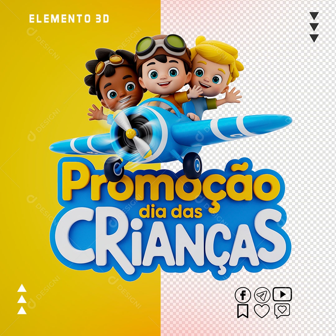 Selo 3D Promoção do dia das Crianças Para Composição PSD