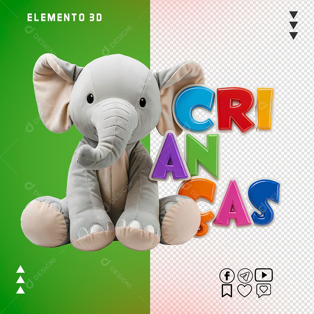 Selo 3D Crianças Para Composição PSD