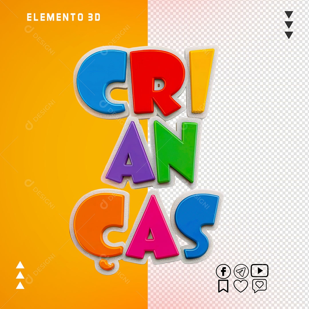 Selo 3D Crianças Para Composição PSD