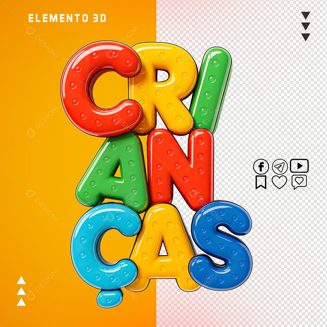 Selo 3D Crianças Para Composição PSD