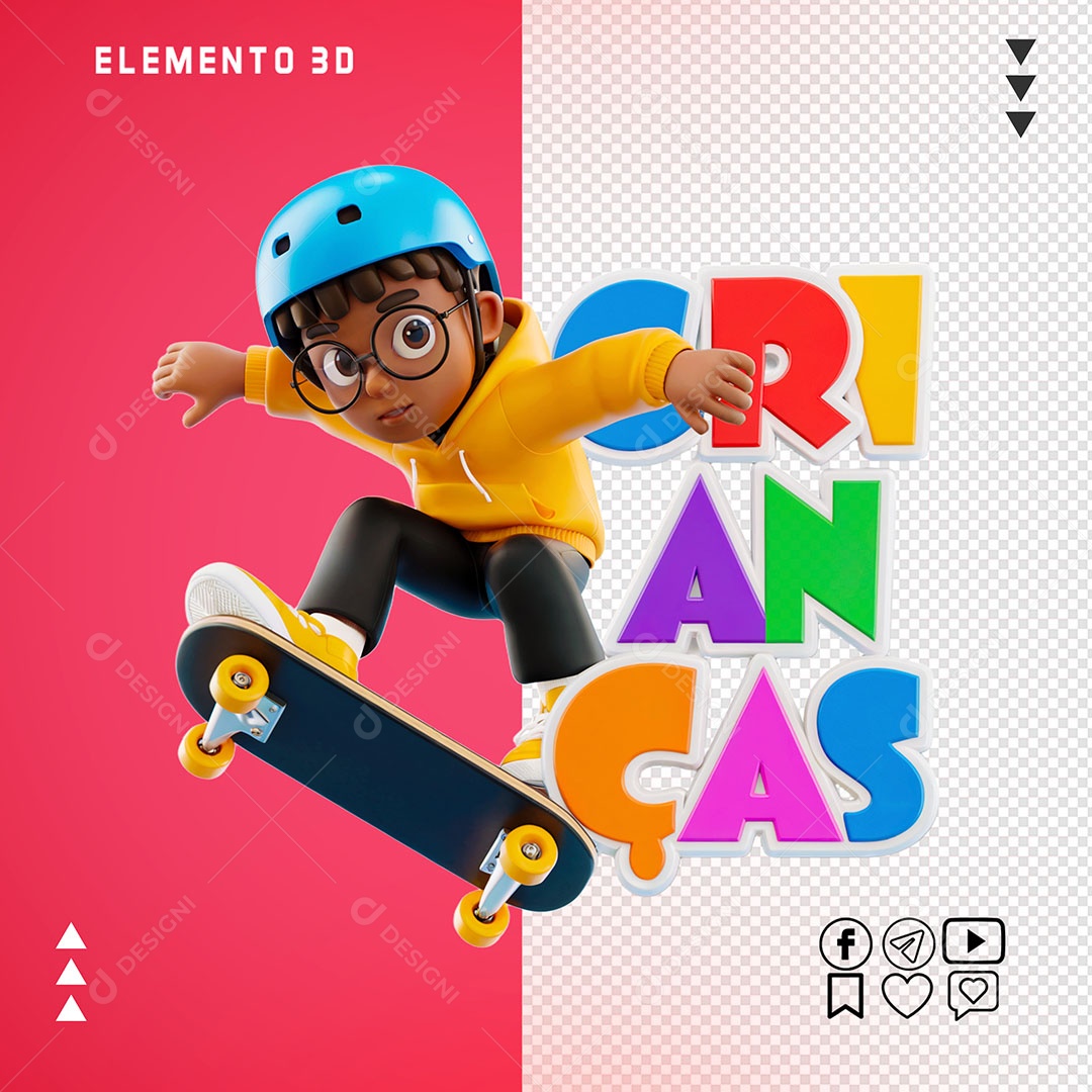 Selo 3D Crianças Para Composição PSD