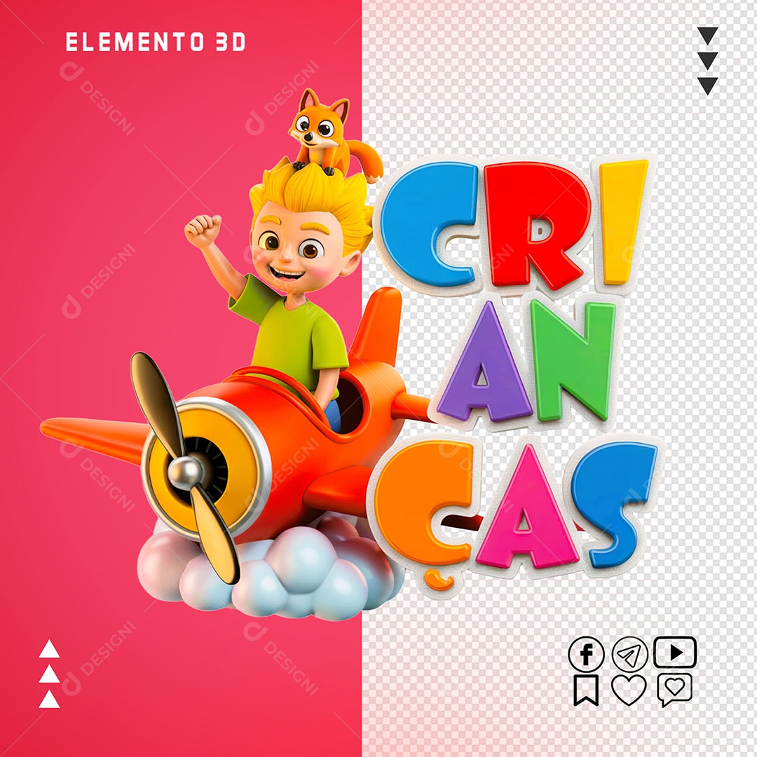 Selo 3D Crianças Para Composição PSD