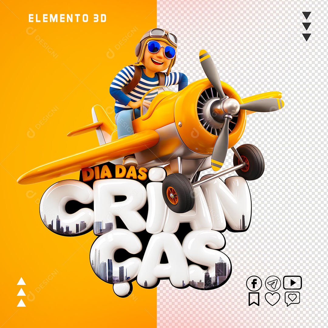 Selo 3D Dia das Crianças Para Composição PSD