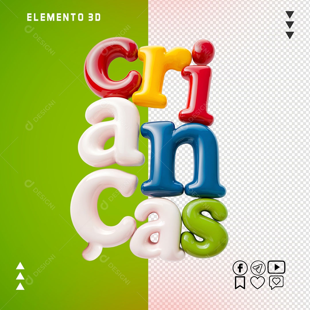 Selo 3D Crianças Para Composição PSD