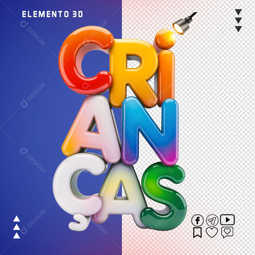 Selo 3D Crianças Para Composição PSD