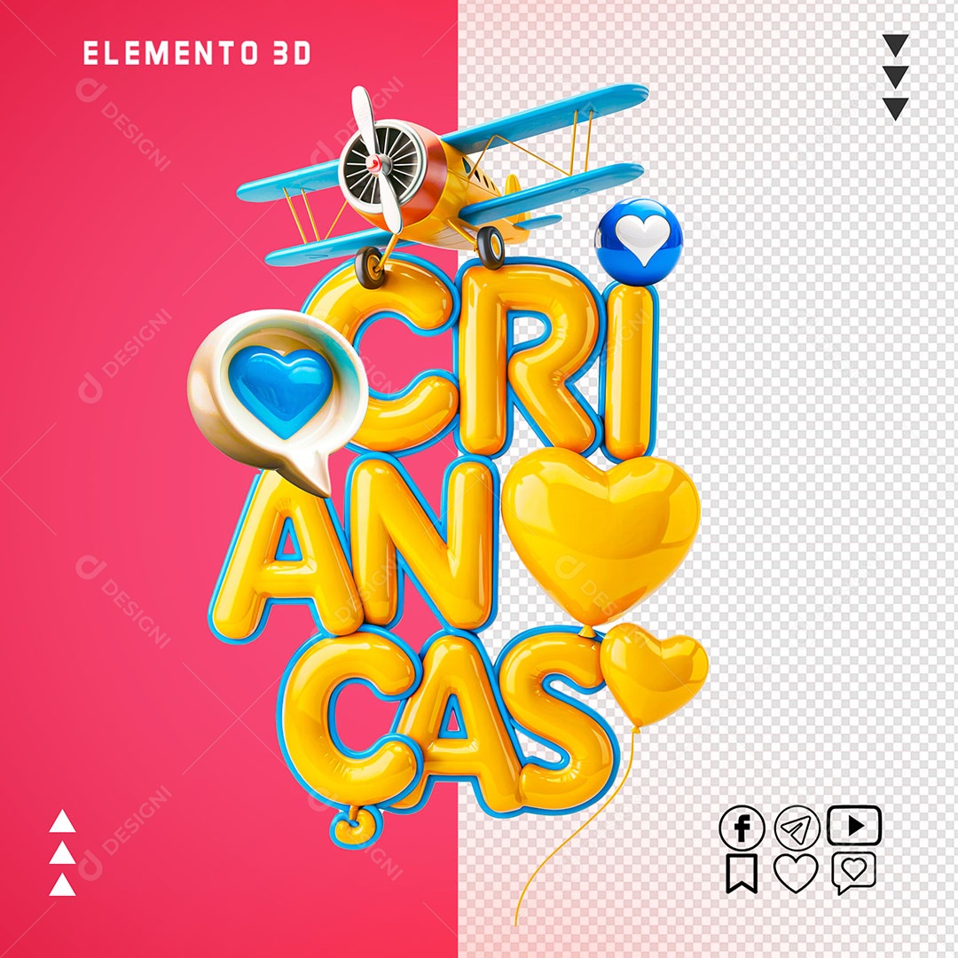 Selo 3D Crianças Para Composição PSD