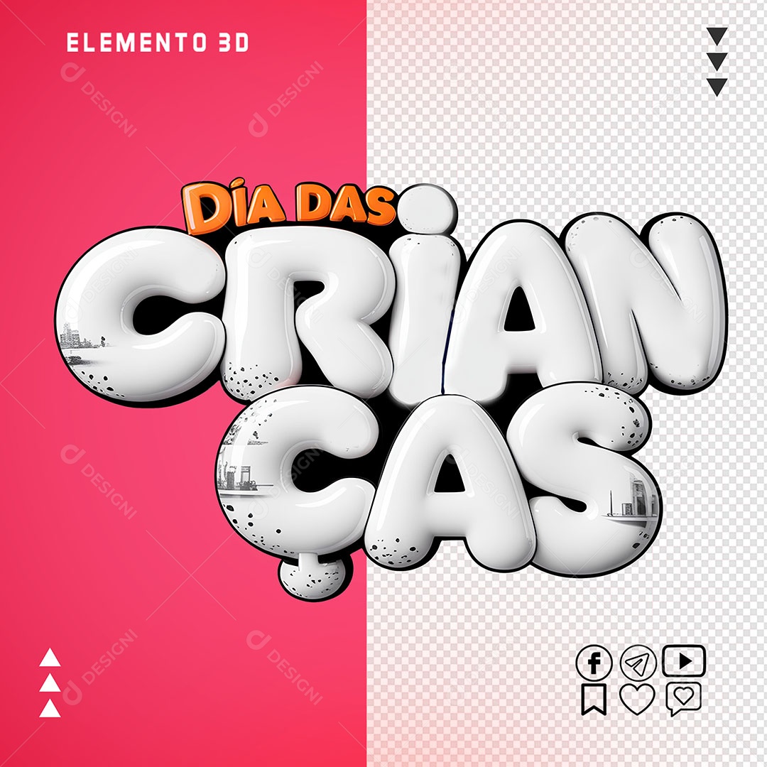 Selo 3D Dia das Crianças Para Composição PSD