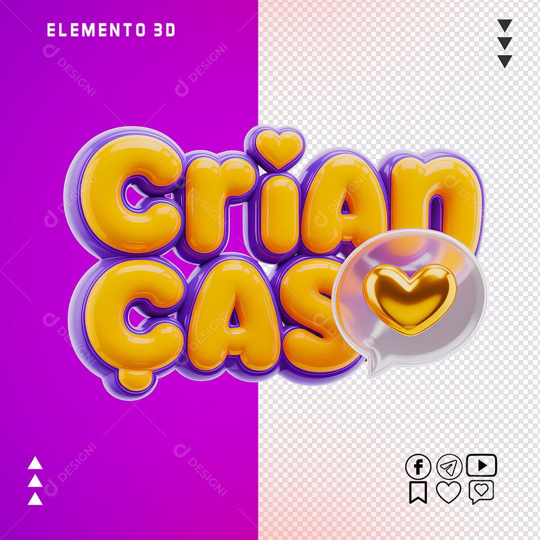 Selo 3D Crianças Para Composição PSD