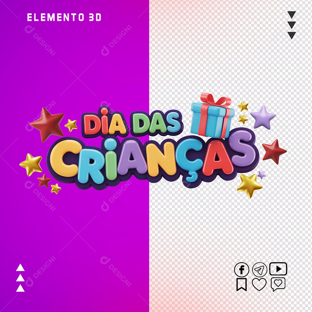 Selo 3D Dia das Crianças Para Composição PSD