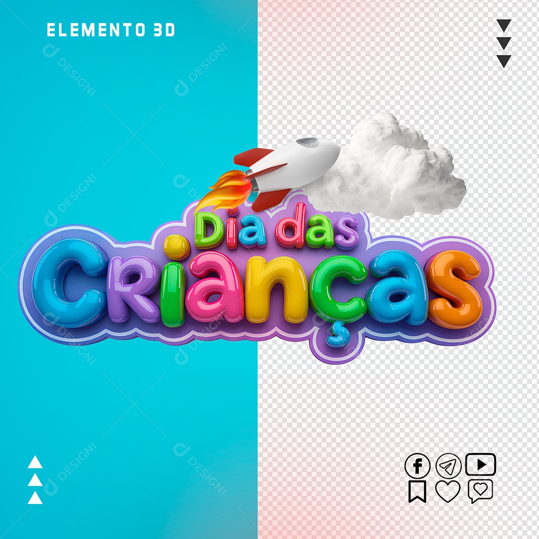 Selo 3D Dia das Crianças Para Composição PSD