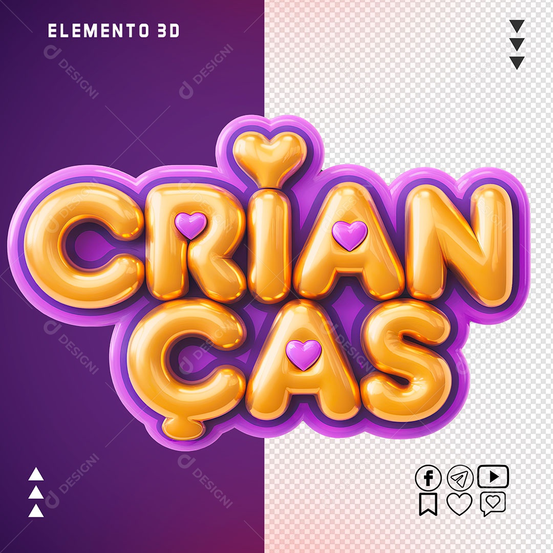 Selo 3D Crianças Para Composição PSD