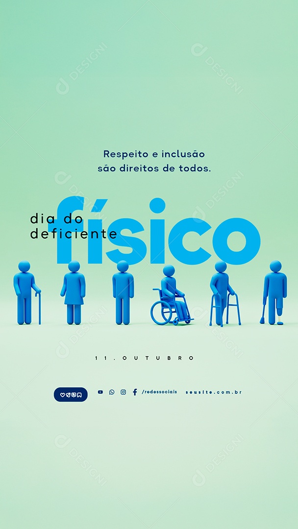 Story Dia do Deficiente Físico 11 de Outubro Respeito e Inclusão Social Media PSD Editável