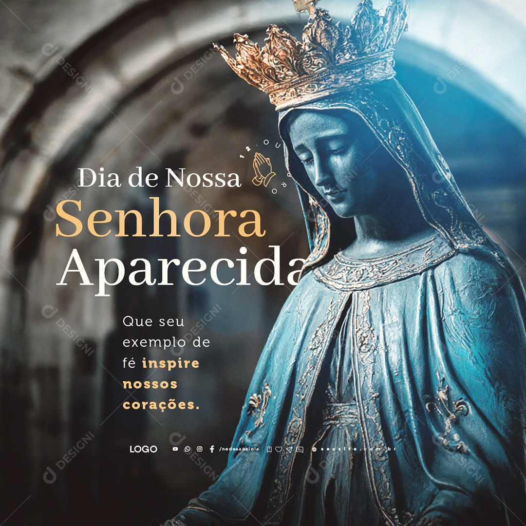 Dia de Nossa Senhora Aparecida 12 de Outubro Inspire Nossos Corações Social Media PSD Editável