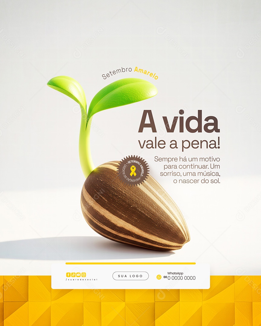 Setembro Amarelo A Vida Vale a Pena Social Media PSD Editável