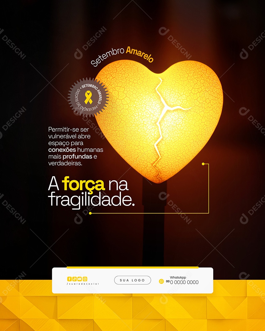 Setembro Amarelo A Força Na Fragilidade Social Media PSD Editável