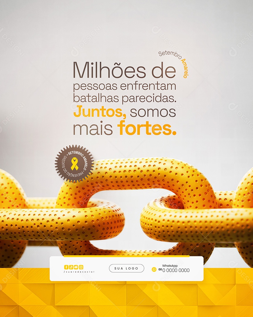 Setembro Amarelo Juntos Somos Mais Fortes Social Media PSD Editável