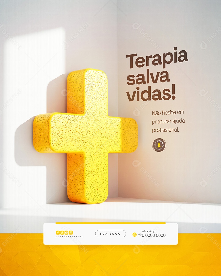 Setembro Amarelo Terapia Salva Vidas Social Media PSD Editável