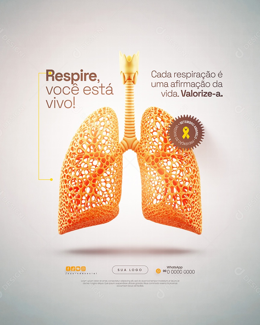 Setembro Amarelo Respire Social Media PSD Editável