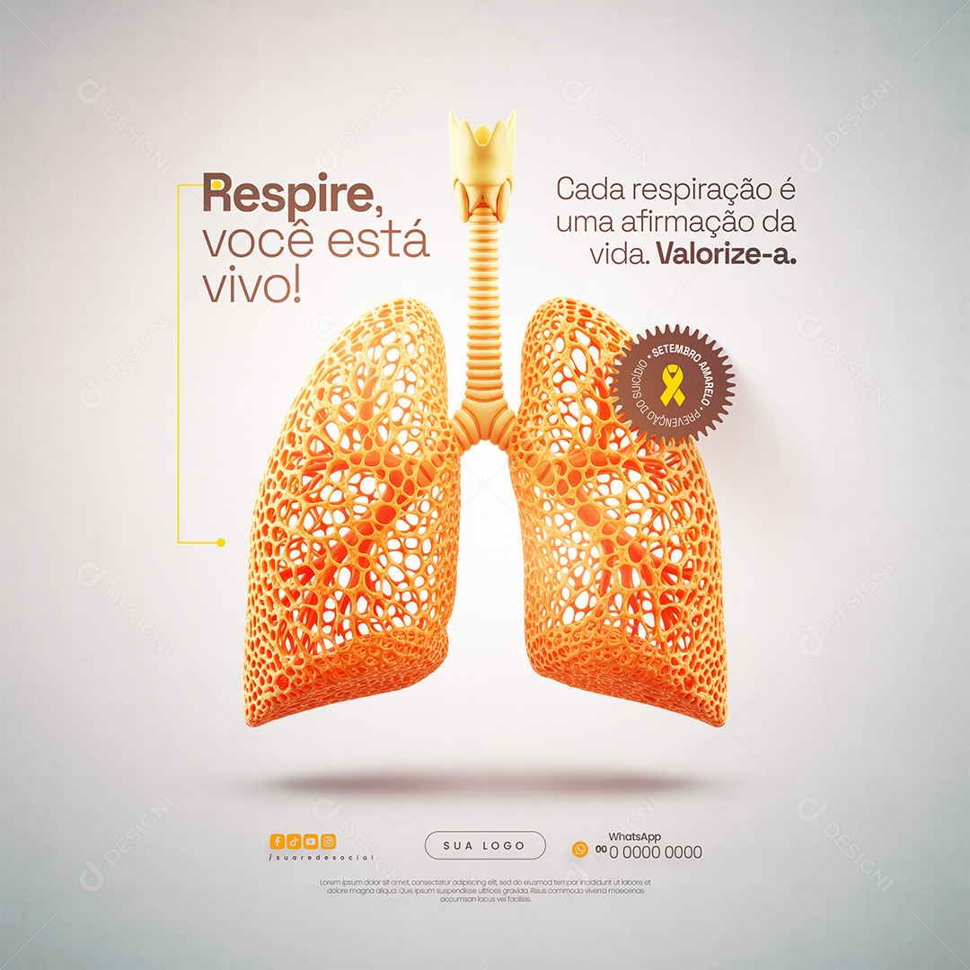 Setembro Amarelo Respire Social Media PSD Editável