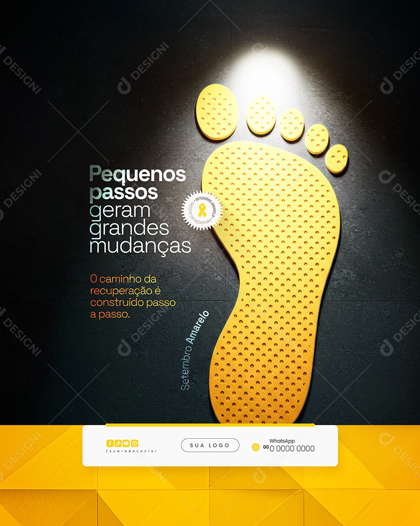 Setembro Amarelo Pequenos Passos Geram Grandes Mudança Social Media PSD Editável